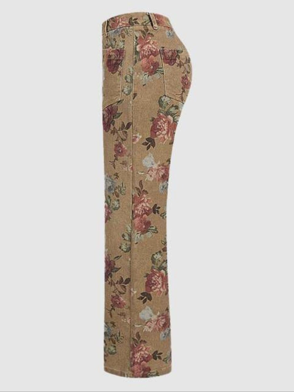 NWT - Flamingals - Floral Print Patch Pocket High Rise Straight Leg Jeans - Picture 6 of 14